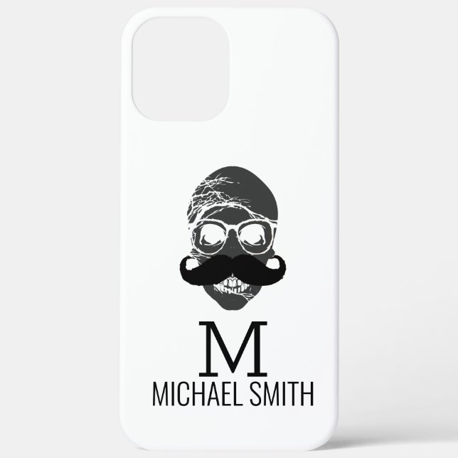 Funda De Case-Mate Para iPhone Monograma divertido de Mustache (Reverso )