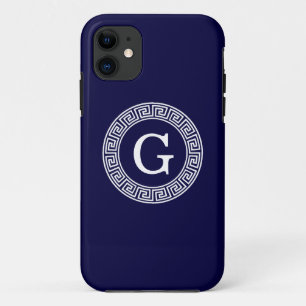 Funda Para iPhone 11 Monograma dominante griego blanco de la inicial
