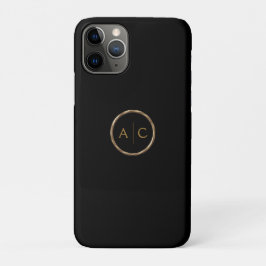 Funda Para iPhone 11 Pro Monograma Dorado Mínimo en NEGRO