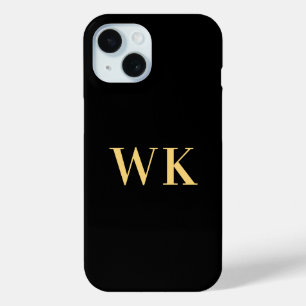 Funda Para iPhone 15 Monograma dorado negro