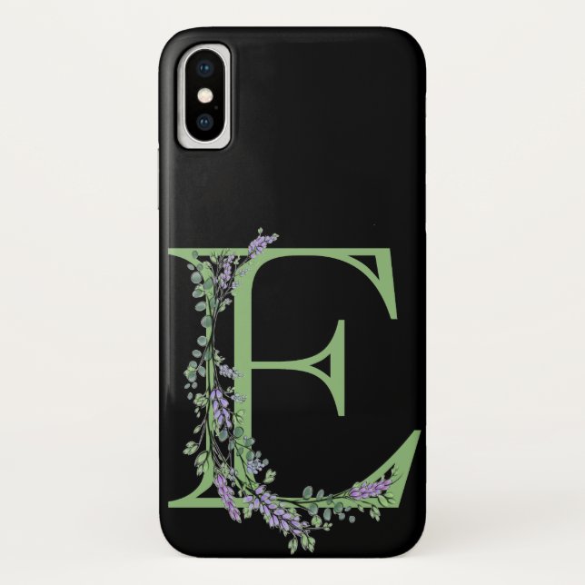 Funda De Case-Mate Para iPhone Monograma E Lavanda Eucalipto (Reverso)