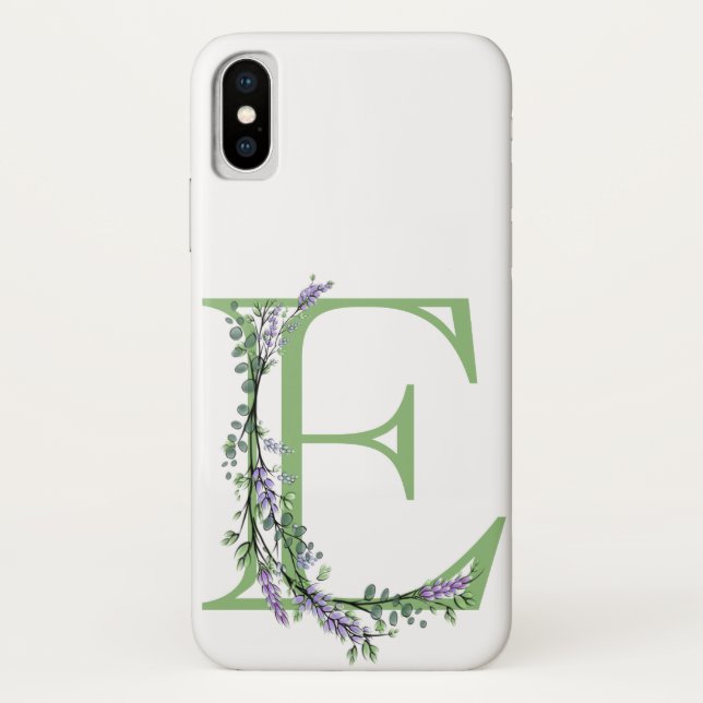 Funda De Case-Mate Para iPhone Monograma E Lavender Eucalyptus (Reverso)