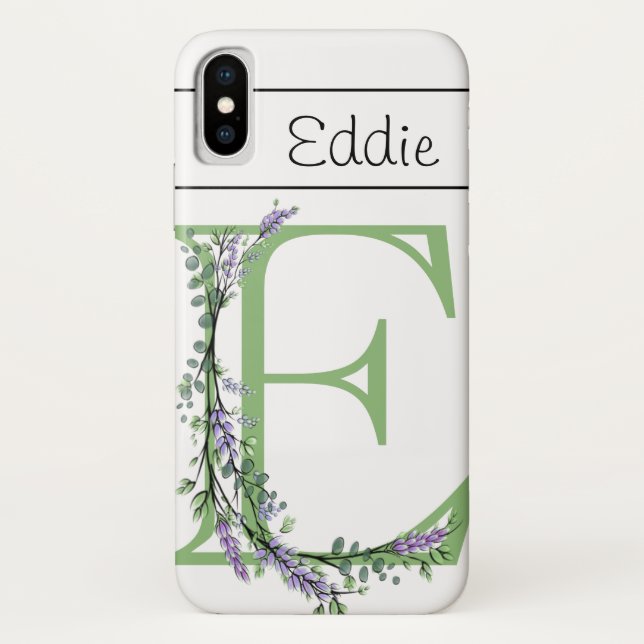 Funda De Case-Mate Para iPhone Monograma E Lavender Eucalyptus (Reverso)