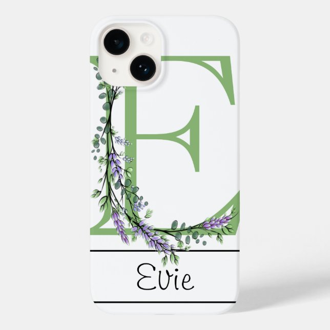 Funda De Case-Mate Para iPhone Monograma E Lavender Eucalyptus Funda-Mate iPhone  (Reverso )