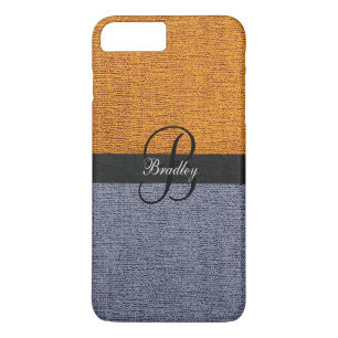 Funda Para iPhone 8 Plus/7 Plus Monograma elegante amarillo oscuro y gris