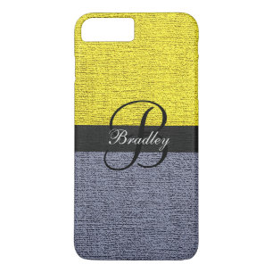 Funda Para iPhone 8 Plus/7 Plus Monograma elegante amarillo y gris