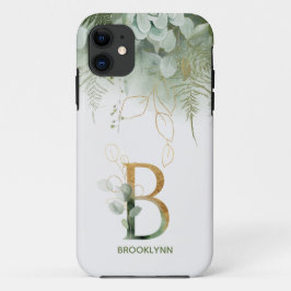 Funda Para iPhone 11 Monograma Elegante B Verdor Funda-Mate iPhone Estu
