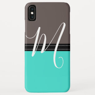 Funda Para iPhone XS Max Monograma Elegante color turquesa y venenoso