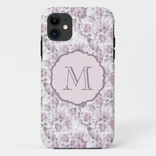 title_seo2 Monograma elegante con patrón floral gris y rosa