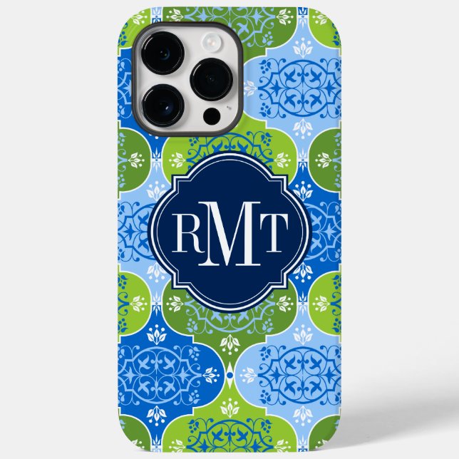 Funda De Case-Mate Para iPhone Monograma elegante Damask (Reverso )