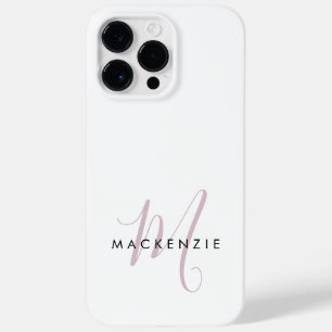 Funda Para iPhone 14 Pro Max De Case-Mate Monograma elegante de escritura rosa Rubor blanco