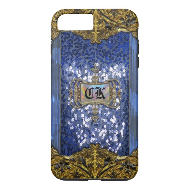 Funda De Case-Mate Para iPhone Monograma elegante de Gleemshore Saph más (Reverso)