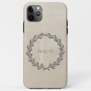 Funda Para iPhone 11 Pro Max Monograma elegante de la corona Beige