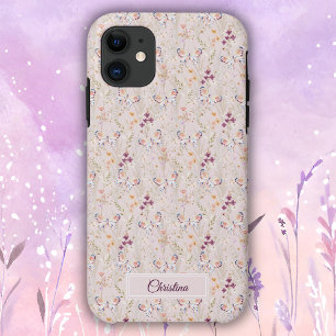 Funda Para iPhone 11 Monograma elegante de mariposa de color de agua Bo