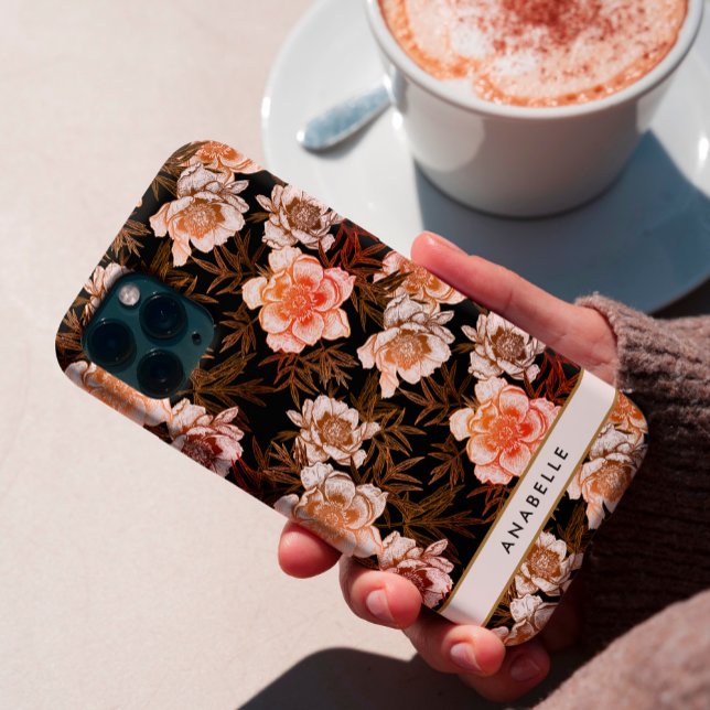 Funda De Case-Mate Para iPhone Monograma elegante del patrón bucal floral (Subido por el creador)
