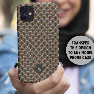 Funda Para iPhone 13 Monograma elegante del patrón floral retro rosado