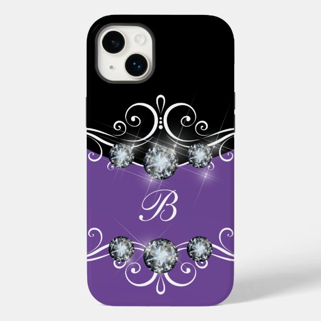 Funda De Case-Mate Para iPhone Monograma elegante Glitzy Bling (Reverso )