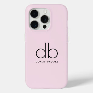 Funda Para iPhone 15 Pro Monograma Elegante Minimal Clásico Moderno Rubor R