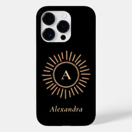 Funda Para iPhone 14 Pro De Case-Mate Monograma elegante minimalista oro negro moderno