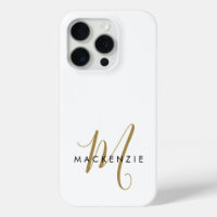 Monograma elegante moderno en oro blanco con letra