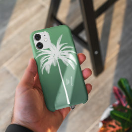 Funda Para iPhone 12 Pro Monograma elegante tropical verde verde de árbol d