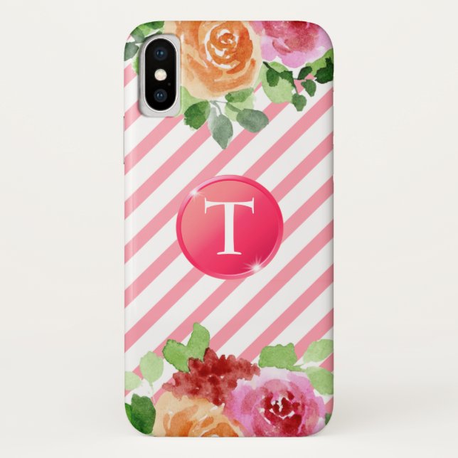 Funda De Case-Mate Para iPhone Monograma en Funda Floral para iPhone X (Reverso)
