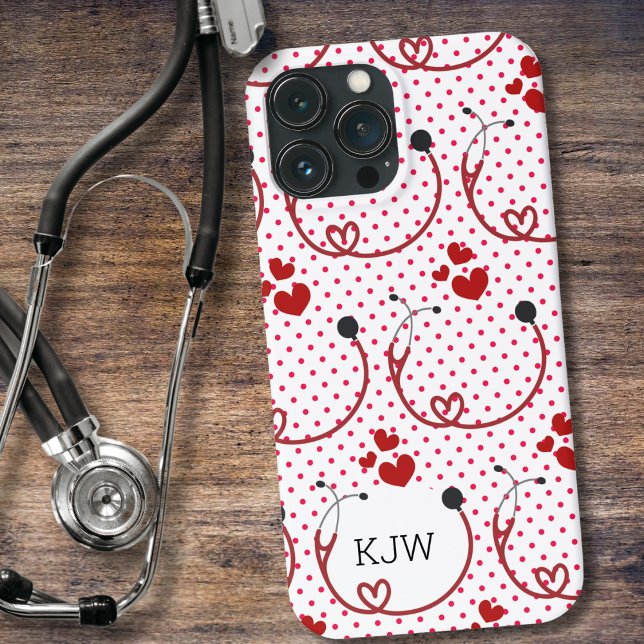 Funda De Case-Mate Para iPhone Monograma estetoscopios y cardiacos (Subido por el creador)