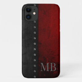 Funda Para iPhone 11 Monograma Estilístico Rústico Rojo Grunge