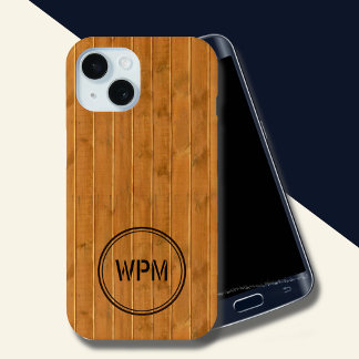 Funda Para iPhone 15 Monograma estilo madera estampada