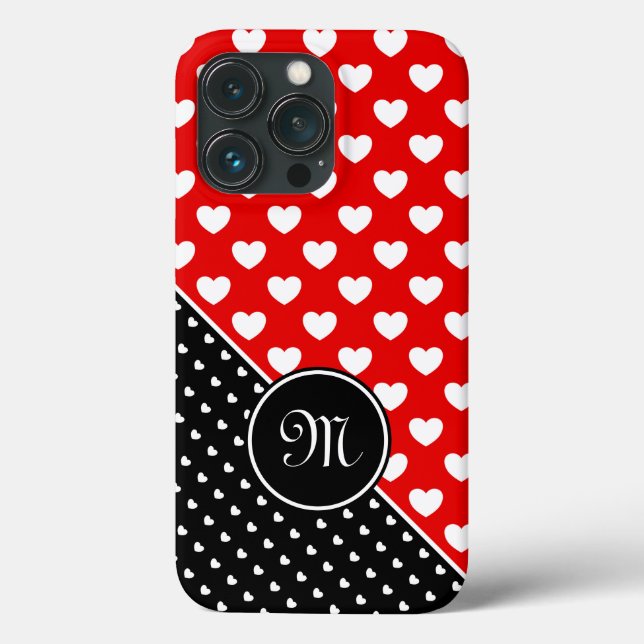 Funda De Case-Mate Para iPhone Monograma Estilo Rojo, Negro Y Blanco (Reverso )