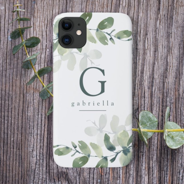 Funda De Case-Mate Para iPhone Monograma Eucalyptus Botánico (Subido por el creador)