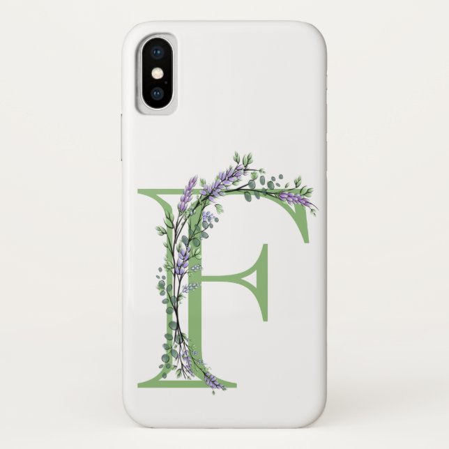 Funda De Case-Mate Para iPhone Monograma F Lavender Eucalyptus (Reverso)