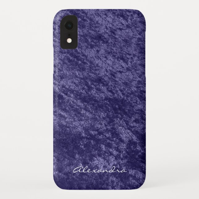 Funda De Case-Mate Para iPhone Monograma Faux Fabric Violet Purple Velvet (Reverso)