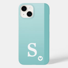 Funda Para iPhone 14 De Case-Mate Monograma Femenina Corazón Verde Menta Simple Mode