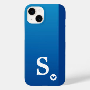 Funda Para iPhone 14 De Case-Mate Monograma Femenino Corazón Azul Simple Moderno Chi