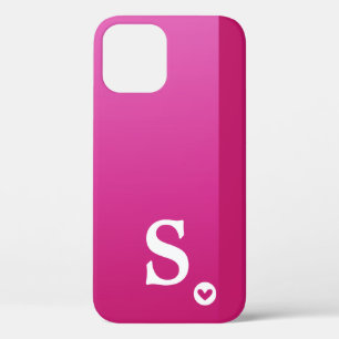 Funda Para iPhone 12 Monograma Femenino Corazón Púrpura Simple Moderno 