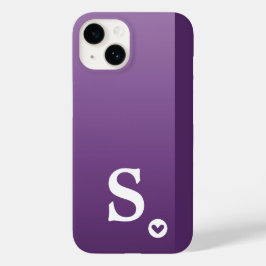Funda Para iPhone 14 De Case-Mate Monograma Femenino Corazón Púrpura Simple Moderno 