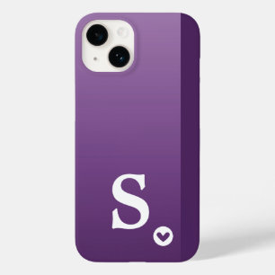 Funda Para iPhone 14 De Case-Mate Monograma Femenino Corazón Púrpura Simple Moderno 