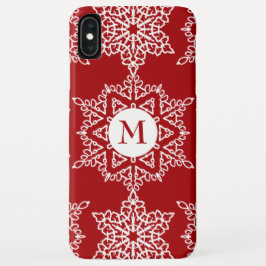 Funda Para iPhone XS Max Monograma feriado de Navidades de copos de nieve r
