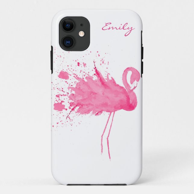 Funda De Case-Mate Para iPhone Monograma Flamingo Rosa (Reverso)