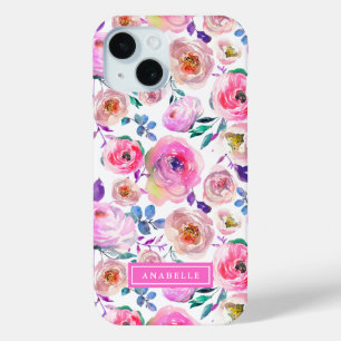Funda Para iPhone 15 Monograma Floral Boho Amanecer