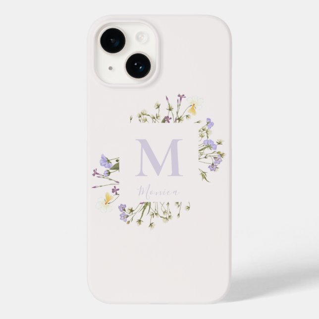 Funda De Case-Mate Para iPhone monograma floral de acuarela (Reverso )