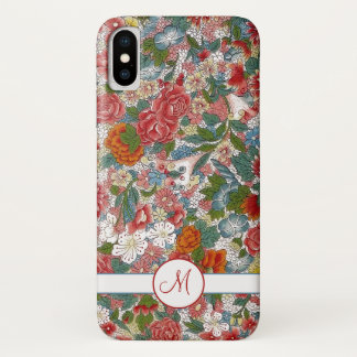 Funda Para iPhone X Monograma floral de chinas de color