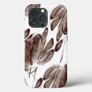 Funda Para iPhone 13 Pro Monograma floral de color marrón y estilo persona