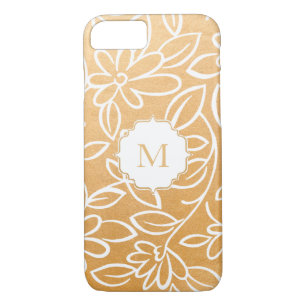 Funda Para iPhone 8/7 Monograma floral de la capa del falso Relieve