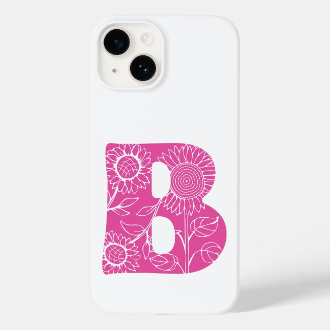 Funda De Case-Mate Para iPhone Monograma floral de la letra mayúscula B (Reverso )