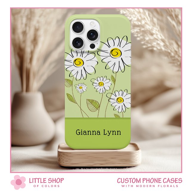 Funda De Case-Mate Para iPhone Monograma Floral de Margaritas Modernas (Subido por el creador)