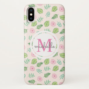 Funda Para iPhone X Monograma floral de Moda moderna