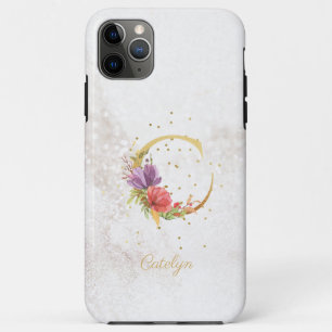 Funda Para iPhone 11 Pro Max Monograma Floral de Nombre Inicial C Letra Persona
