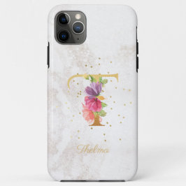 Funda Para iPhone 11 Pro Max Monograma Floral de Nombre Inicial Personalizable 